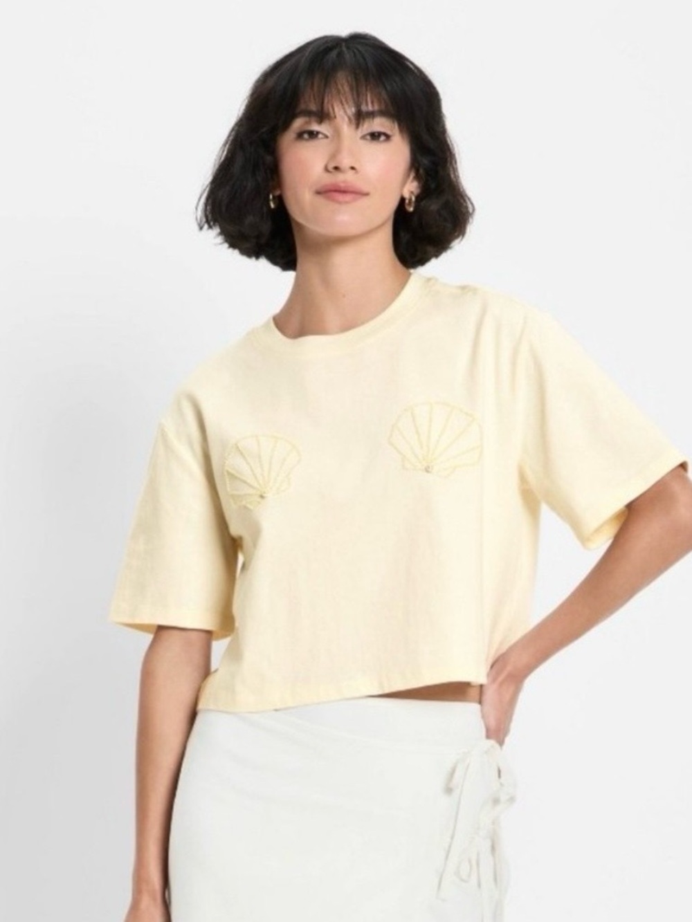 Seashell Beaded T-Shirt from Future Collective - NWOT